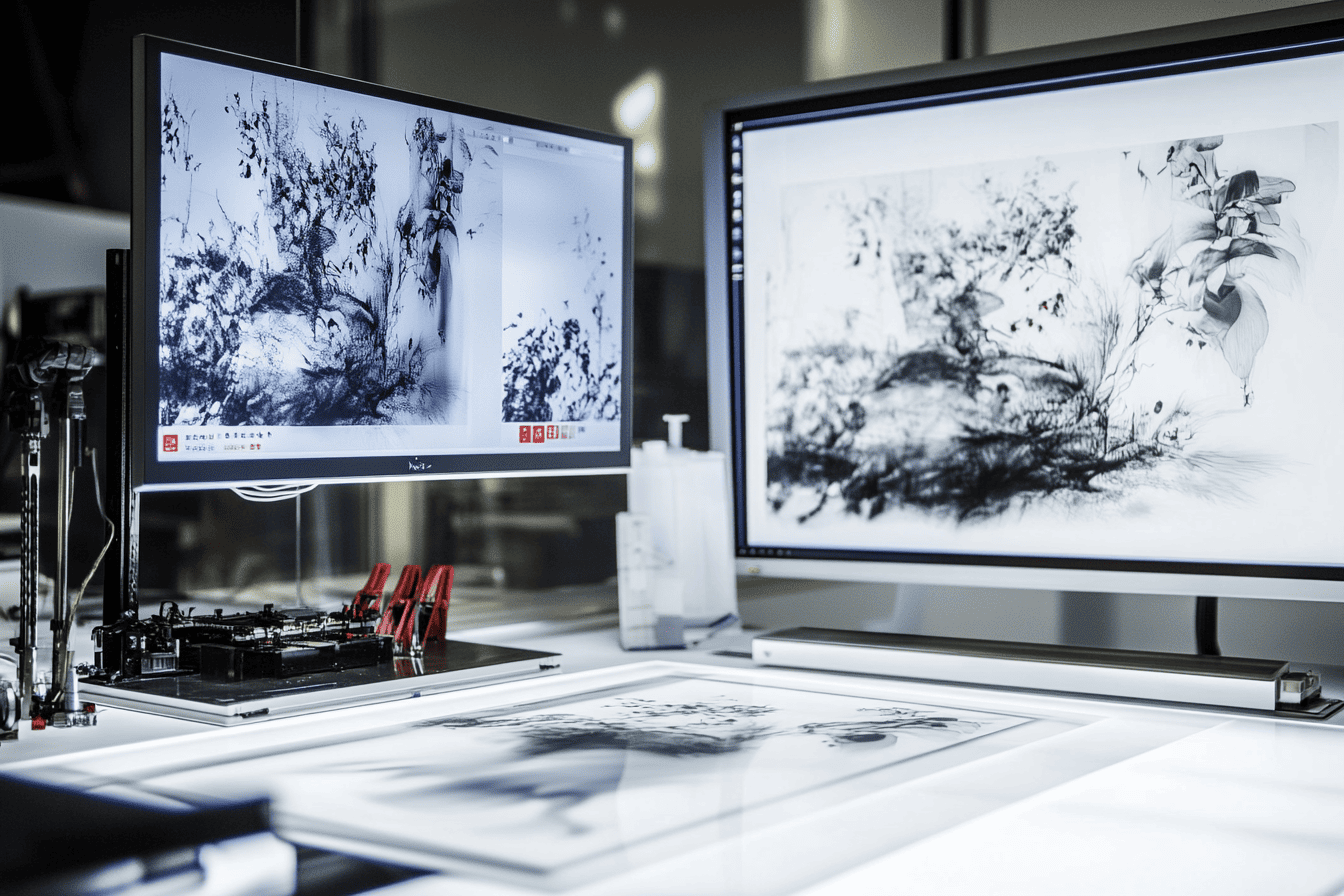 a close-up of a complex design on inkjet film