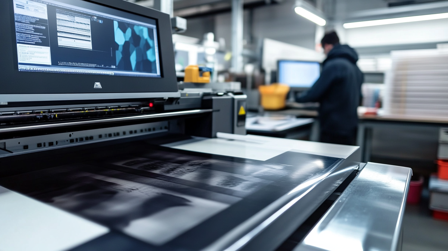 Large format printer in action print a design of inkjet positive film