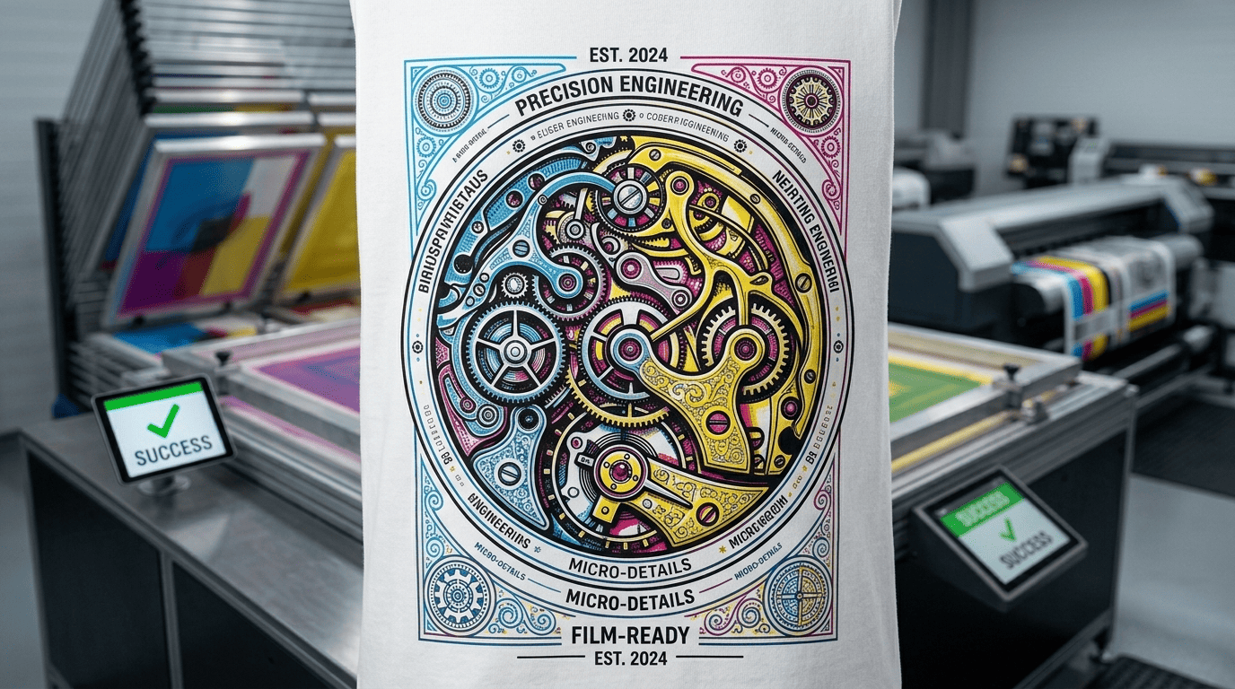 a perfectly aligned multi-color screen print with vibrant, sharp edges